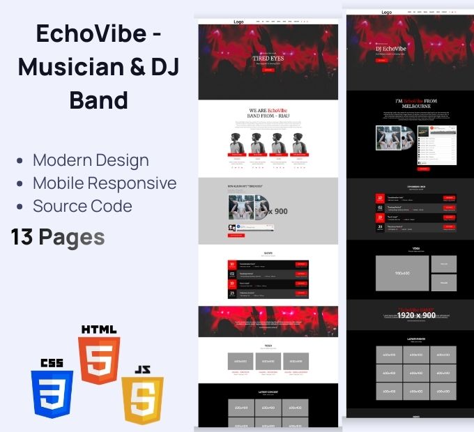 EchoVibe – 音乐人 / DJ / 乐队 基础 HTML 模板